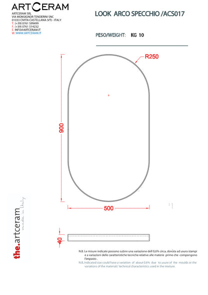 Ovaler Badezimmerspiegel 50x90 cm mit Look Ring-Rahmen
