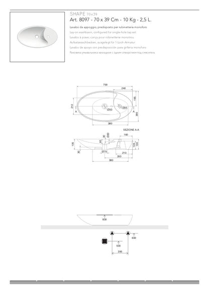 Lavabo da appoggio Shape