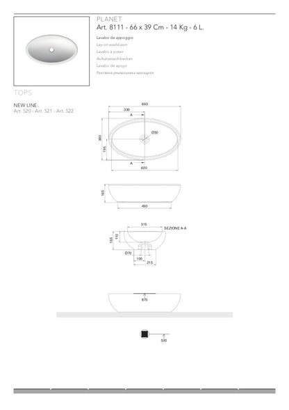 Lavabo da appoggio Planet