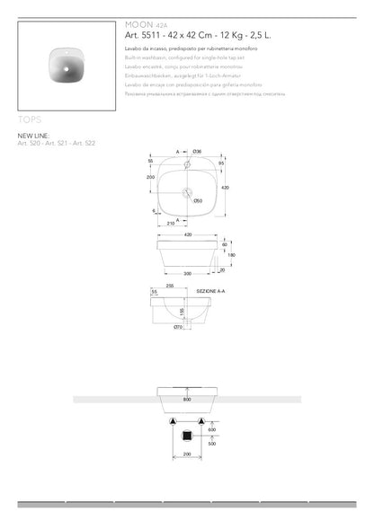 Lavabo da incasso Moon