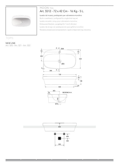 Lavabo da incasso Moon