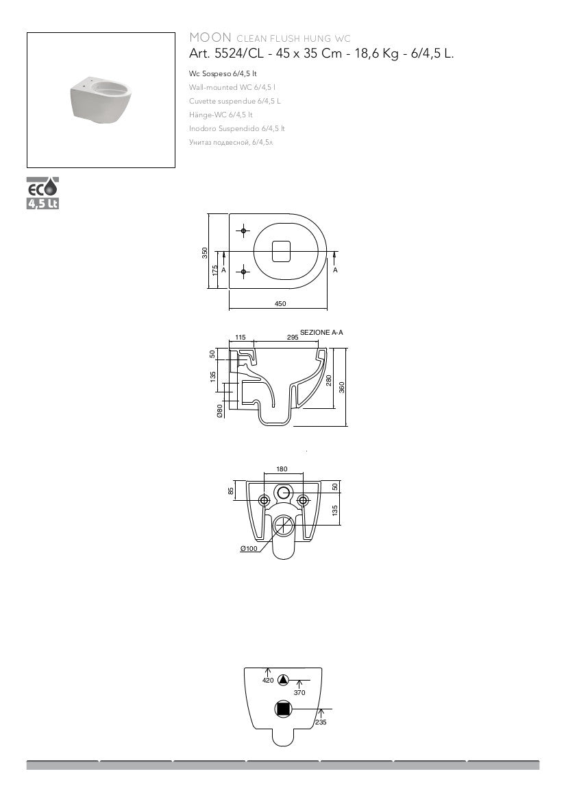 Sanitari sospesi Clean flush Mini Moon