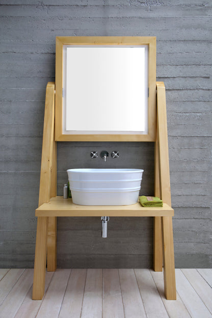 MOBILE DA TERRA IN LEGNO CON SPECCHIO CAMERINO