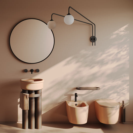 Runde Waschbeckenkonstruktion mit 3 Metallrohren Kirche