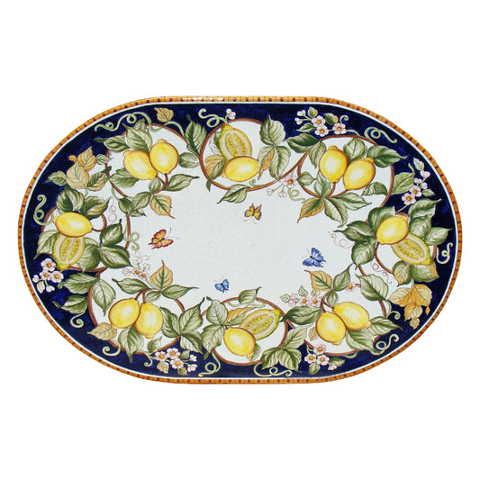 Tavolo in pietra lavica ovale Fantasia di Limoni