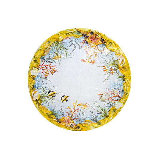 Table ronde en pierre de lave océanique